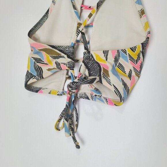 VOLCOM Womens Bikini Top XSmall Halter Tribal Geometric No Padding Peek A Boo - Picture 6 of 6